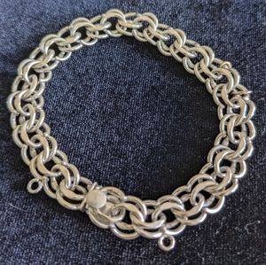 Vintage JB Sterling Silver Double Link/Width for Charms Chain Bracelet 925 7.5"